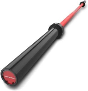 E.T.ENERGIC 7ft Olympic Barbell Bar 40lbs for Weightlifting, Powerlifting, Gym Home Exercises with Hard Chrome Sleeves for 2" Olympic Plates(700-lbs Capacity), Red and Black