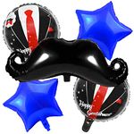 Propsicle 32" Black Mustache Men Husband Birthday Decoration For Dad Father Day Retirement Party Decoration Foil Balloon - Pack of 5