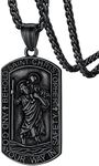 Stainless Steel St Christopher Pendant Necklace for Father Dad Saint Christopher Medal Protection Jewelry for Women Ladies