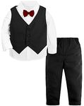 MOMBEBE COSLAND Baby Boy Suits Formal Outfit Dress Clothes Tuxedo 18-24 Months Black