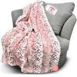 OMG Casey Luxurious Ultra Soft Minky Blanket, Wild Lynx in Wild Rose Minky Fabric, 60x82" Super Soft Fluffy Throw, Throw Blanket for Couch, Bed, Sofa, Premium Quality Handmade in the USA