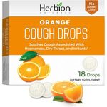 Herbion Naturals Cough Drops with Orange Flavor -18 Ct -Relieves Cough, Soothes Sore Throat & Dry Mouth, for Adults, Children 6 and Above