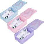 TIANZONG Travel Shoe Bag with Handle Holds 2 Pairs of Shoes, Shoe Packing Cubes for Travel (Vibrant 3-color, 3 Pack)