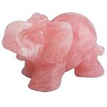 mookaitedecor Natural Rose Quartz Elephant Ornament Figurine, Healing Crystal Elephant Carved Animal Gemstone Reiki Statue Small Cute Pink Room Decor Good Luck Elephant Gift for Women,1.5 Inch