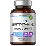 Teen Multivitamin with Focus Complex | 180 Capsules | for Energy, Metabolism, Hormone Regulation and Cognitive Function | 100% Vegan | by Horbaach