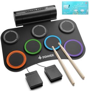 Donner Electric Drum Set Upgrated, 7 Pads Electronic Drum Pad Roll Up Quiet Drum Pad Built-in Speaker, 40 Drum Lessons Included, Kids Holiday Christmas & Birthday Gift Instrument Toys(DED-20R) NEW