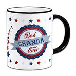 Best Granda Ever - Blue/Red - Gift Mug + Black Rim & Handle