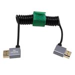 HangTon HDMI 8K 6K 4K 60p Cable Coiled Left Right Angle for Sony A7S3 A7M4 A7R5 FX30 Canon Nikon Camera Feelworld Atomos Ninja V Portkeys BM5 Video Assist 12G Monitor, Type A HDMI 2.1