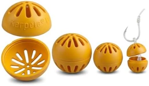 Karpela Bait Matrix Shell (Set of 4) – Protective Shell for Soft Bait & Liver – Turtle & Crawfish Resistant – Carp & Catfish Rig (Yellow, Long Slot)