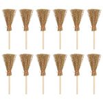 Healifty 12 Pcs Mini Broom Witch Broom Dollhouse Miniature Fairy Garden Broom Tools Tooth Fairy Toy Accessories DIY Crafts Playset Accessories for Kids DIY Fairy Garden