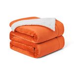 Walensee Sherpa Fleece Blanket (Throw Size 50”x60” Orange) Plush Throw Fuzzy Super Soft Reversible Microfiber Flannel Blankets for Couch, Bed, Sofa Ultra Luxurious Warm and Cozy for All Seasons