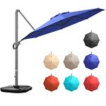 Tangkula 11 Ft Patio Cantilever Umbrella, Aluminum Hanging Offset Umbrella w/ 360° Rotation, Tilt System & Extra Weight Base Stand, PA Coated Outdoor Cantilever Market Umbrella for Backyard Deck Poolside (Blue)