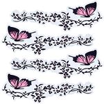 OIIKI 2 Sets Butterfly Flower Car Stickers for Women, Vinyl Car Side Decal, Car Bumper Hood Decals, Universal Scratch Hidden Car Sticker for Cars, SUV, Trucks, Walls, Laptop (Pink&Black -4Pcs)