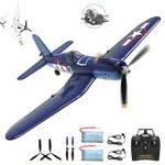 rcxsuv Remote Control Airplane 4CH RC Plane 400mm, F4U Corsair RC Plane with Xpilot Gyro Stabilization & Aerobatic for Adult, 2.4G Ready to Fly RC Aircraft 2 Batteries
