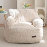 MAXYOYO Kids Bean Bag Chair, Stuffed Toddler Bean Bag Sofa with Filler Bean Bag Chair for Boys and Girls, Lazy Sofa with Pocket Floor Chair for Gaming, Reading, Beige