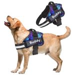 Aik India Dog Harness Chest Body Belt for Dogs, Reflective Dog Vest Harness for Large Dogs with Nylon Handle - Labrador Retriever, Rottweiler (XL - Above 35kg Dogs, Blue Diamond)