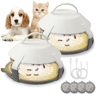 2 Stück Flohfalle, Flohfalle für Wohnung mit 4 Flohfalle Klebepapier Flohfalle Elektrisch, USB Aufladung, Flohfallen Wohnung Testsieger Flohlichtfalle LED, für Wohnzimmer Schlafzimmer Kinderzimmer