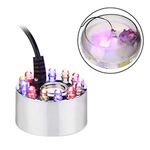 AGPTEK Aluminum Mist Maker Water Fountain Pond Fogger Air Humidifier Atomizer Mini Fog Machine with 12 Color Changing LED Lights