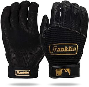 Franklin Sports MLB Batting Gloves - Pro Classic Gold Chrome Baseball + Softball Batting Gloves - Adult + Youth Gloves - Adult Medium - Black/Gold