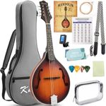 Mandolin Instrument A Style, Acoustic Mandolins Instrument Kit 8 String with Tuner Strap Gig Bag Chord Chart for Professional Beginners Adults Teens Youth Kid (A Style Acoustic Brown Sunset, 8 String)