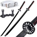 PZOEWUESR Tanjiro Sword, Bamboo Demon Slayer Sword, Tanjiro Katana -41 inchfor Role-Playing and Collection.Anime Original Texture, Black, Red