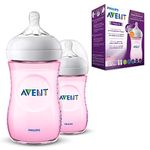 Philips Avent Natural Feeding Bottle 2 Count 260ml, Pink, Translucent, 1 month+