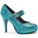 Ellie Shoes E-421-Jane-G 4 Double Strap Glitter Mary Jane 9/Blue Glitter