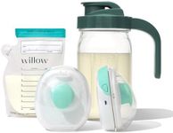 Willow - Go Double Hands Free Breast Pump w/Milk Bags and Glass Milk Pitcher Bundle