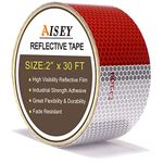 2" X 30ft Reflective Safety Tape DOT C2 Red White for Trailers 2 Inch - Reflector Conspicuity Tape High Intensity Grade