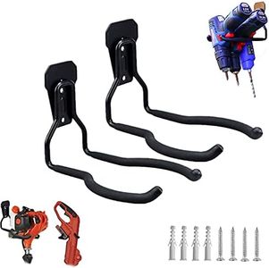 Falezern Garden Power Tool Hanger, String Trimmer Hanger Bracket, 2 Pcs Metal Weed Eater Rack for Wall, Weed Eater Hanger. Garden Tool Organizer and Storage Hook for Garage Trimmer, and More.