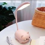 Yinhamnl LED Desk Lamp，Mini Cat Night Light, Portable LED Table Light, Cute Foldable USB Rechargeable Reading Light Bedroom Children's Bedside Study (Pink)