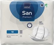 ABENA San Premium Mens & Womens Incontinence Pads, Breathable & Comfortable, Fast Absorption, Discreet & Effective Shaped Incontinence Pads for Men/Women - Premium 10, 2800ml Absorbency, 25PK