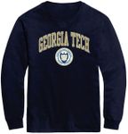 Barnesmith Georgia Tech Yellow Jackets GT Long Sleeve Adult Unisex T-Shirt, Heritage, Navy, Large