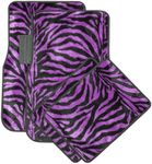 Purple Zebra White Tiger Animal Print Carpet Floor Mats for Cars / Truck - A Set of 4 Universal Fit