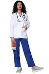 KNYA Women's Lab Coat | Poly Viscose Long Sleeves Short Medical Apron | 3 Pockets Apron Lab Coat | Uniform for Doctors | M, White