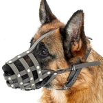 CollarDirect Dog Muzzle German Shepherd Dalmatian Doberman Setter Leather Basket Medium Large Breeds Black Brown (Grey, Large)