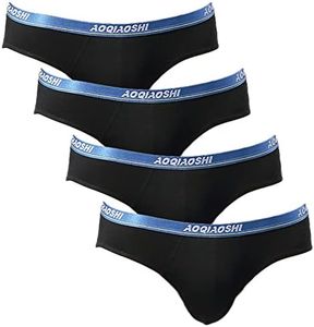 HOOFESAN Mens Modal Microfiber Underwear Briefs Low Rise Support Brief Elastic Waistband Briefs Underpants 4 Pack All Black