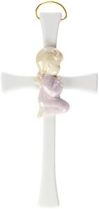 Cosmos R8002B Fine Porcelain Pink Praying Girl on Cross Figurine, 8-Inch