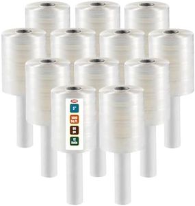 12 Pack Industrial Strength Mini Hand Stretch Wrap 5" 1000 Ft Roll 80 Gauge Thick Clear Cling Plastic Moving Supplies Durable Self-Adhering Packing Pallet Furniture Heavy Duty Shrink Film