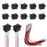 HUAREW Mini Rocker Switch T85 KCD1-101 2 Pin SPST Toggle Switch with Wiring Black (10 pcs)