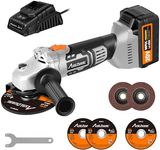 AVID POWER Cordless Angle Grinder with 4-pole Motor, 20V Cordless Grinders Tools w/3.0A Battery & Fast Charger, 4-1/2 Inch Grinding Wheels, Cutting Wheels, Flap Discs and Auxiliary Handle - Grey