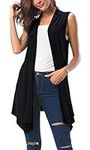 Urban CoCo Women’s Sleeveless Asymmetric Hem Open Front Cardigan Vest (XL, Black)