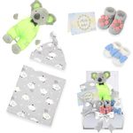 EAQ Newborn Baby Gifts| Baby Essentials for Newborn| Unisex Baby Gifts for Boy & Girl |Baby Easter Gifts with Swaddle,Baby Hat, Baby Socks, Soft Rabbit Toy (Green Koala)