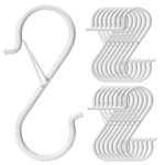 S Hooks with Safety Buckle, 17 Pack Metal S Shaped Hook for Hanging Plants,Pots, Closet, Kitchen Utensil, Clothes, Jeans Christmas Hanging Lights, 3.5 Inch White