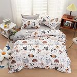 Kids Cute Dog Duvet Cover Set Twin Boys Girls Cartoon Pug Puppy Animal Bedding Set Reversible Lovely Pet Welsh Corgi Dog Husky Paw Comforter Cover Dogs Collection Bed Set Dog Lover Bedroom Decor