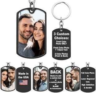 Queenberry Custom Keychain with Picture Personalized Color Photo Valentines Day Father's Day Gift for Dad Boyfriend