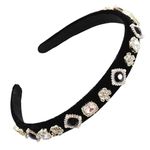 scicent Bridal Hair Accessories for Women Padded Head Band Pearl Headbands White Rhinestone Hairbands Embellished Beaded Elegant Hair Bands Bling Sparkly Glitter Hair Hoops - 27317