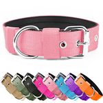 Heavy Duty Tactical Dog Collar - 1.5" Width Military Durable Thick Nylon with Adjustable Metal D Ring & Buckle Working Training K9 Collar for Medium Large Dogs (Pink, M(17"-20"))