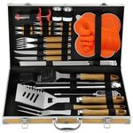 N NOBLE FAMILY 30PCS BBQ Accessories Set - Professional Stainless Steel BBQ Tools Set - Various and Complete BBQ Set - Outdoor Camping Barbecue Tool Kit for Men Women Gift