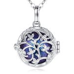 EUDORA Harmony Ball Angel Caller Pregnancy Necklace for Women, Mexico Bola Pendant Flower of Life Necklaces Music Chime Wishing Bell Jewellry Gift for Mother Girls, 45inch + 30inch Chain